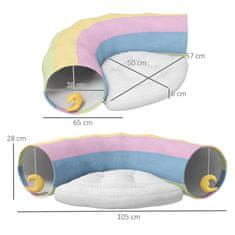 PAWHUT Cat Tunnel Zložljiva Mačja Igrača Z Igralno Blazino, Poliester, Za Mačke In Male Živali 