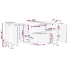 Vidaxl TV omarica 100x34x46 cm trden robusten mangov les