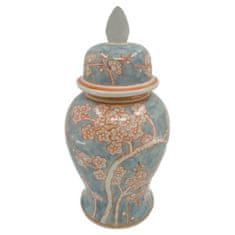 NEW Vaza DKD Home Decor Porcelan Modra Oranžna Orientalsko (18 x 18 x 36 cm)