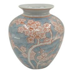 NEW Vaza DKD Home Decor Porcelan Modra Oranžna Orientalsko (22 x 22 x 25 cm)