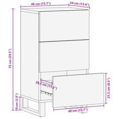 Vidaxl Komoda 40x34x75 cm trden robusten mangov les