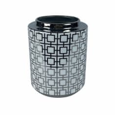 NEW Vaza DKD Home Decor Porcelan Srebrna Bela 15 x 15 x 19 cm Orientalsko Geometrijska