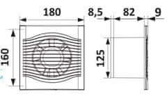 AKVAVENT SLIM 5C MR, Pametni Aksialni ventilator s krmilnikom in povratno loputo D125 