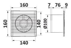 AKVAVENT E 100 S C MRe, Pametni Ugoden kopalniški ventilator 100mm s senzorjem svetlobe in časovnikom