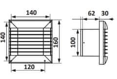 AKVAVENT EURO 4A, Aksialni ventilator za odvod zraka z avtomatskimi žaluzijami D100 