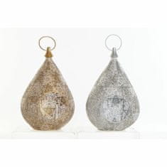 NEW Stojalo za Sveče DKD Home Decor Kristal Srebrna Zlat Kovina (21 x 21 x 34 cm) (2 pcs)