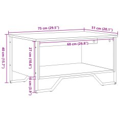 Vidaxl Klubska mizica sonoma hrast 75x51x40 cm inženirski les