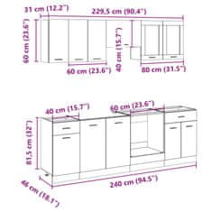 Vidaxl Komplet kuhinjskih omaric 8-delni sonoma hrast inženirski les