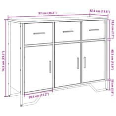 Vidaxl Komoda siva sonoma 97x32,5x74,5 cm inženirski les