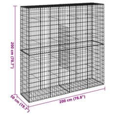 Vidaxl Gabionska košara s pokrovom 200x50x200 cm pocinkano železo