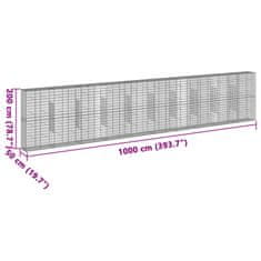 Vidaxl Gabionska košara s pokrovom 1000x50x200 cm pocinkano železo