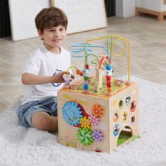 Viga Toys  Activity Box Leseni izobraževalni igralni center 5v1 kocka