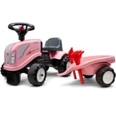 Falk  Traktor Baby Girly New Holland Pink s prikolico + dodatki od 1 leta starosti