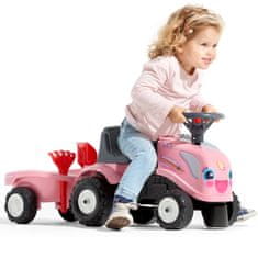 Falk  Traktor Baby Girly New Holland Pink s prikolico + dodatki od 1 leta starosti