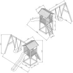AXI AXI leseno igrišče sivo-bela hiška s toboganom in gugalnico