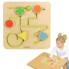 Masterkidz Drsni labirint Geometrijske številke Lesena plošča Puzzle Montessori