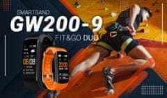 Giewont Giewont Fit&amp;GO Duo smartband GW200-9 - Črna + oranžni trak za napajanje