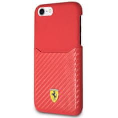 Ferrari Ferrari Carbon Hard Case - Ohišje za iPhone 8 / 7 z režo za kartice (rdeče)