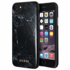 Guess Trdo ohišje iz kaljenega stekla Guess Marble - ohišje za iPhone 8 / 7 (črno)