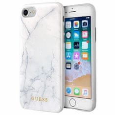 Guess Trdo ohišje iz kaljenega stekla Guess Marble - ohišje za iPhone 8 / 7 (belo)