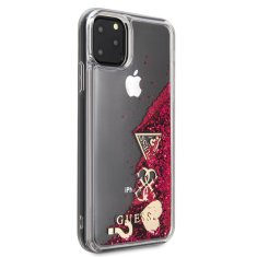 Guess Guess Liquid Glitter Hearts - Ohišje za iPhone 11 Pro Max (malina)