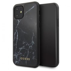 Guess Trdo ohišje iz kaljenega stekla Guess Marble - Ohišje za iPhone 11 (črno)