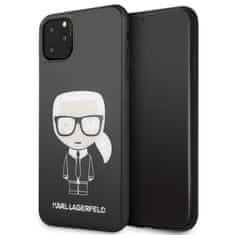 Karl Lagerfeld Karl Lagerfeld dvoslojno ohlajeno steklo z bleščicami - ohišje za iPhone 11 Pro Max s stekleno hrbtno stranjo (črno)