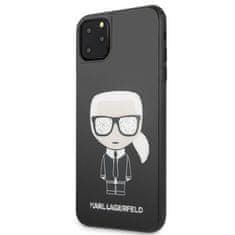 Karl Lagerfeld Karl Lagerfeld dvoslojno ohlajeno steklo z bleščicami - ohišje za iPhone 11 Pro Max s stekleno hrbtno stranjo (črno)