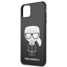 Karl Lagerfeld Karl Lagerfeld dvoslojno ohlajeno steklo z bleščicami - ohišje za iPhone 11 Pro Max s stekleno hrbtno stranjo (črno)