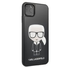 Karl Lagerfeld Karl Lagerfeld dvoslojno ohlajeno steklo z bleščicami - ohišje za iPhone 11 Pro Max s stekleno hrbtno stranjo (črno)