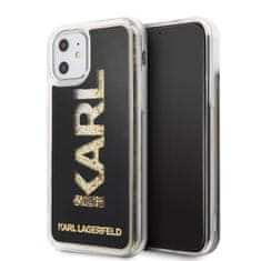 Karl Lagerfeld Karl Lagerfeld Logo Karl Liquid Glitter - etui za iPhone 11 (črno/zlato bleščice)