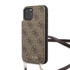 Guess Guess 4G Crossbody - Ohišje z žepi za kartice in snemljivo vrvico za iPhone 11 Pro (rjavo)