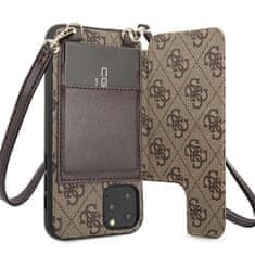 Guess Guess 4G Crossbody - Ohišje z žepi za kartice in snemljivo vrvico za iPhone 11 Pro (rjavo)