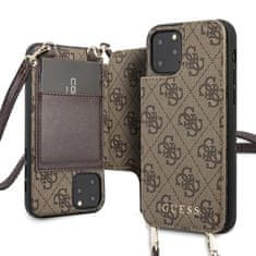 Guess Guess 4G Crossbody - Ohišje z žepi za kartice in snemljivo vrvico za iPhone 11 Pro (rjavo)