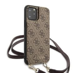 Guess Guess 4G Crossbody - Ohišje z žepi za kartice in snemljivo vrvico za iPhone 11 Pro (rjavo)