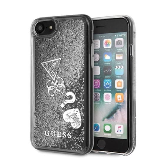 Guess Guess Liquid Glitter Hearts - Ohišje za iPhone SE 2020 / 8 / 7 (srebrno)