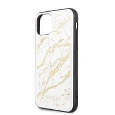 Guess Guess Marmornato steklo z zlatimi bleščicami - Ohišje za iPhone 11 Pro (belo)