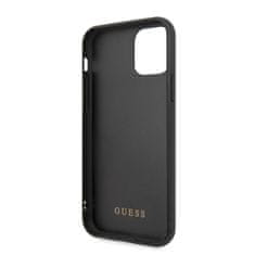 Guess Guess Marmornato steklo z zlatimi bleščicami - ohišje za iPhone 11 (črno)