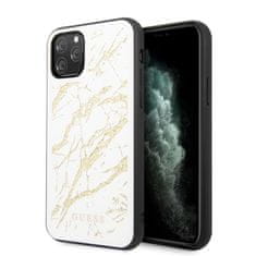 Guess Guess Marmornato steklo z zlatimi bleščicami - Ohišje za iPhone 11 Pro (belo)