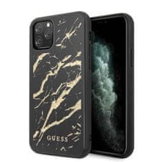 Guess Guess Marmornato steklo z zlatimi bleščicami - Ohišje za iPhone 11 Pro (črno)