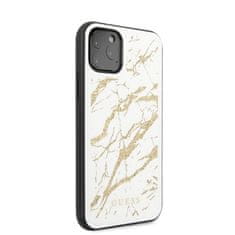 Guess Guess Marmornato steklo z zlatimi bleščicami - Ohišje za iPhone 11 Pro (belo)