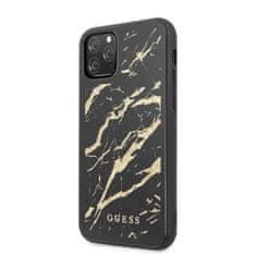 Guess Guess Marmornato steklo z zlatimi bleščicami - Ohišje za iPhone 11 Pro (črno)