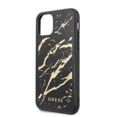 Guess Guess Marmornato steklo z zlatimi bleščicami - Ohišje za iPhone 11 Pro (črno)