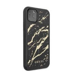 Guess Guess Marmornato steklo z zlatimi bleščicami - Ohišje za iPhone 11 Pro (črno)