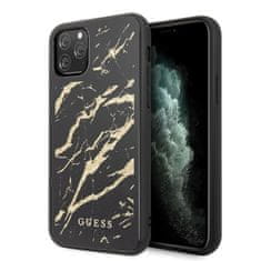 Guess Ohišje Guess Marble Glass Gold Glitter - Ohišje za iPhone 11 Pro Max (črno)