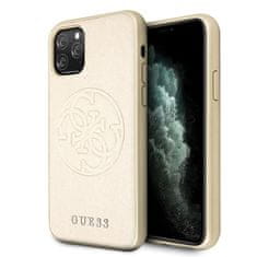 Guess Guess Saffiano 4G z logotipom kroga - Ohišje za iPhone 11 Pro Max (zlato)