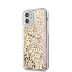 Guess Guess 4G Liquid Glitter - ohišje za iPhone 12 Mini (zlato/rožnato)