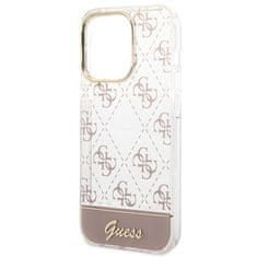 Guess Guess 4G Stripe Script Logo galvaniziran vzorec - Ohišje za iPhone 14 Pro (roza)