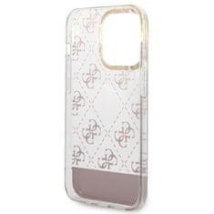 Guess Guess 4G Stripe Script Logo galvaniziran vzorec - Ohišje za iPhone 14 Pro (roza)