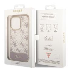 Guess Guess 4G Stripe Script Logo galvaniziran vzorec - Ohišje za iPhone 14 Pro (roza)